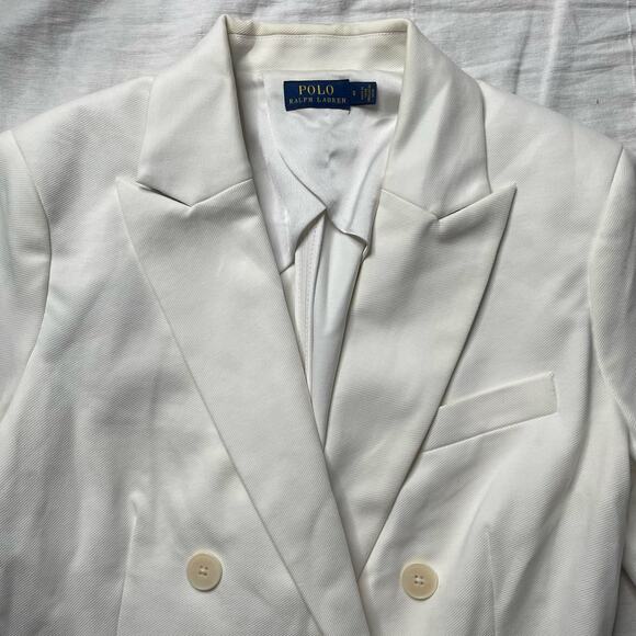 Polo Ralph Lauren White Double Breasted Blazer Sz 8 Women's Office Professional - Picture 4 of 10